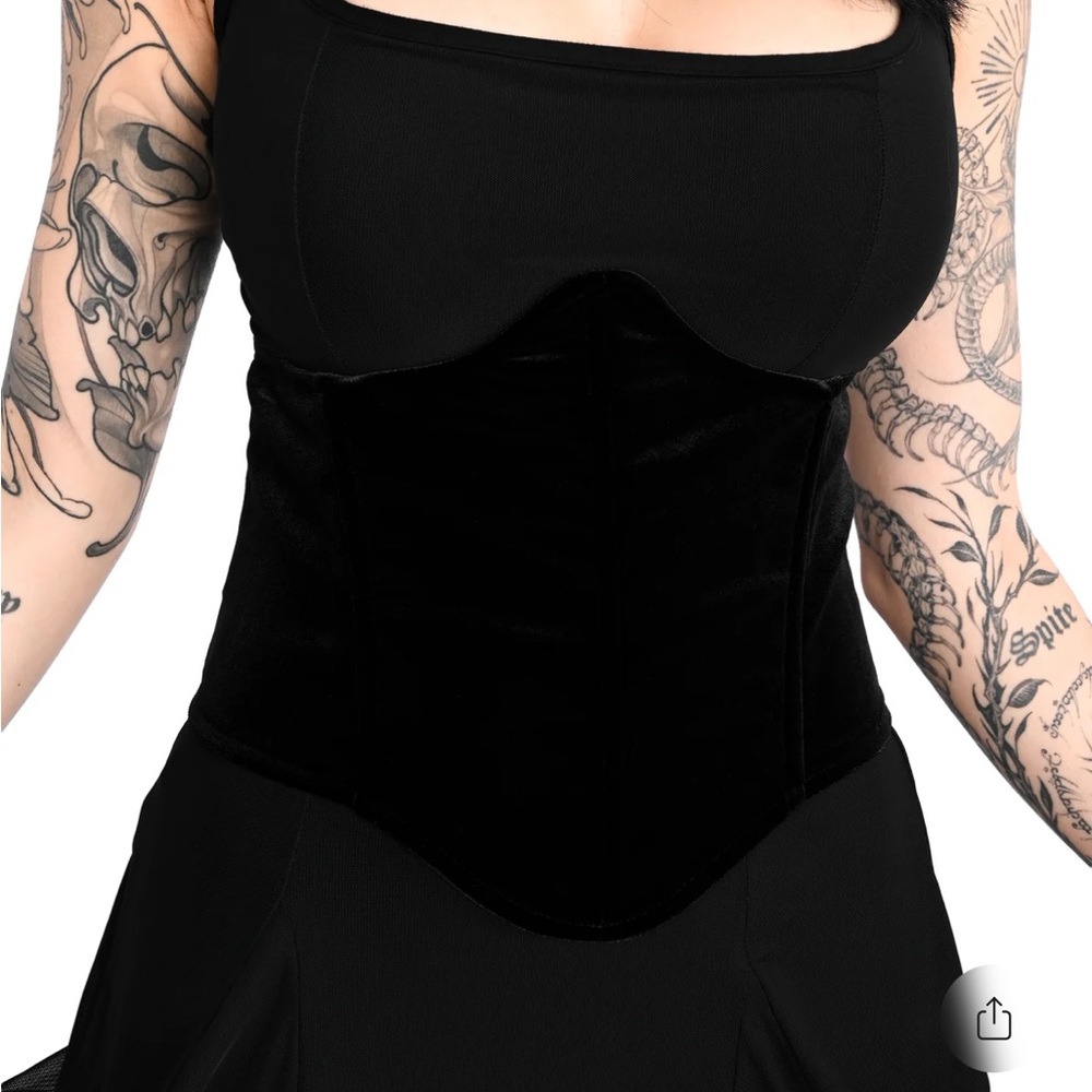 Foxblood Hannah Black Velvet Underbust Corset - Picture 2 of 5